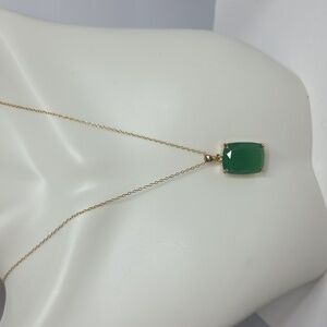 green chalcedony gemolio gold over sterling silver necklace prong set 20in nwt